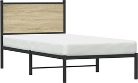 vidaXL Σκελετός Κρεβ. Χωρίς Στρώμα Sonoma Δρυς 90x190 εκ. Μεταλλικό