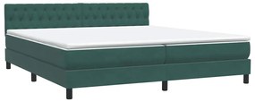 vidaXL Κρεβάτι Boxspring με Στρώμα Σκούρο Πράσινο 200x210εκ. Βελούδινο