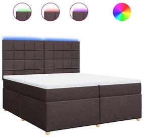 VidaXL Κρεβάτι Boxspring με Στρώμα Σκούρο Καφέ 200x200 εκ. Υφασμάτινο