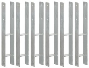 vidaXL Στηρίγματα Περίφραξης 6 τεμ. Ασημί 9x6x60 εκ. Γαλβανισμ. Ατσάλι