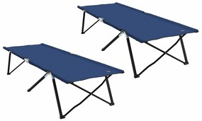 vidaXL Αναδιπλούμενο Κρεβάτι Κάμπινγκ 2 pcs Μπλε 206 x 76 x 74 εκ
