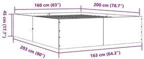 Πλαίσιο Κρεβατιού Μαύρο 160 x 200 εκ. από Επεξεργασμένο Ξύλο - Μαύρο