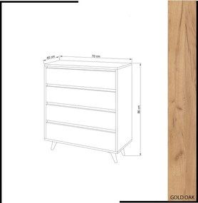 Συρταριέρα Δρυς / Λευκό SUVERA 70x40x86