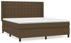 Κρεβάτι Boxspring με Στρώμα Σκούρο Καφέ 160x200 εκ Υφασμάτινο - Καφέ