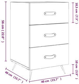 Κομοδίνο Γκρι Sonoma 40 x 40 x 66 εκ. από Επεξεργασμένο Ξύλο - Γκρι