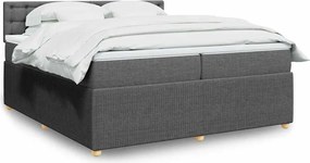 vidaXL Κρεβάτι Boxspring με Στρώμα Σκούρο Γκρι 200x200 εκ. Υφασμάτινο