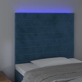 Κεφαλάρι Κρεβατιού LED Σκούρο Μπλε 100x5x118/128 εκ. Βελούδινο 3122610