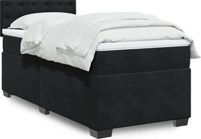 vidaXL Κρεβάτι Boxspring με Στρώμα Μαύρο 100x200 εκ. Βελούδινο