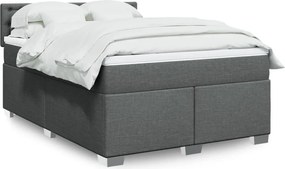 vidaXL Κρεβάτι Boxspring με Στρώμα Σκούρο Γκρι 160x200 εκ Υφασμάτινο