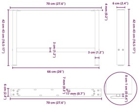 Πόδια τραπεζιού σαλονιού Μαύρο 2 τεμ. 70x(42-43) εκ. Ατσάλι - Μαύρο