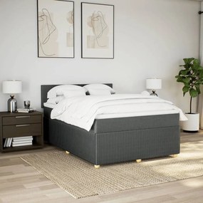 Κρεβάτι Boxspring με Στρώμα Σκούρο Γκρι 160x200 εκ Υφασμάτινο - Γκρι