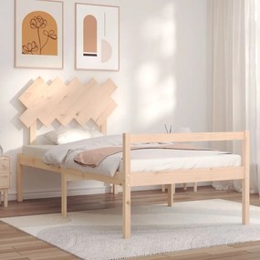 Κρεβάτι Ηλικιωμένου με Κεφαλάρι 100 x 200 εκ. από Μασίφ Ξύλο - Καφέ
