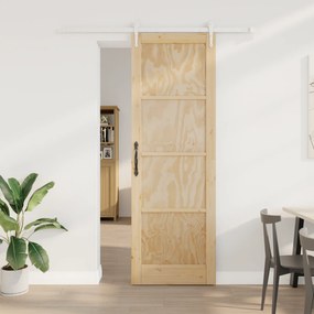 vidaXL Συρόμενη Πόρτα  με Σετ Υλικού 78x232 εκ. Μασίφ Ξύλο Πεύκου