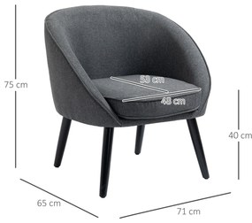 HOMCOM πολυθρόνα πολυθρόνα έως 150 kg, όψη λινό ξύλο γκρι 71 x 65 x 75 cm