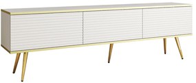 Lh-homefurniture Έπιπλο τηλεόρασης ORO_MDF Λευκό + χρυσό 175x53x32cm P_ORO_BTV_Bi_MDF_GL