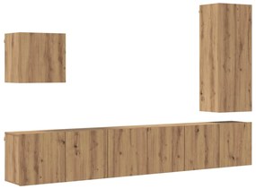 vidaXL Μονάδα Τοίχου Τηλεόρασης 5 pcs Artisan Oak Επεξεργασμένο ξύλο