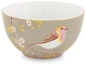 Μπωλ Πορσελάνινο 51003009 Floral Early Bird 15cm Khaki Pip Studio Πορσελάνη