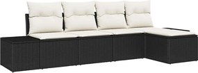 vidaXL Σετ Καναπέ Κήπου 5 τμχ. Μαύρο συνθετικό ρατάν