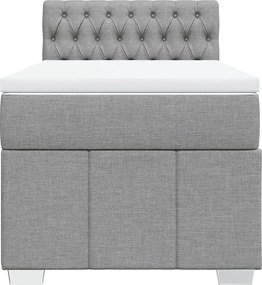 vidaXL Κρεβάτι Boxspring με Στρώμα Ανοιχτό Γκρι 90x200 εκ. Υφασμάτινο