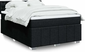 vidaXL Κρεβάτι Boxspring με Στρώμα Μαύρο 140x200 εκ. Υφασμάτινο