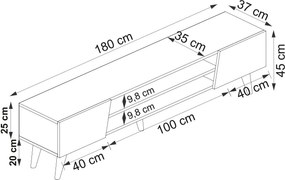Έπιπλο Τηλεόρασης Καρυδιά / Μπεζ CLARK 180x45x37