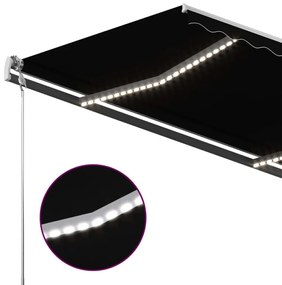 Τέντα Συρόμενη Χειροκίνητη με LED Ανθρακί 400 x 300 εκ. - Ανθρακί