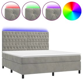 ΚΡΕΒΑΤΙ BOXSPRING ΜΕ ΣΤΡΩΜΑ &amp; LED ΑΝ.ΓΚΡΙ 160X200 ΕΚ. ΒΕΛΟΥΔΙΝΟ 3136311