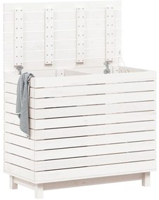 vidaXL Καλάθι Ρούχων Λευκό 88,5x44x76 εκ. από Μασίφ Ξύλο Πεύκου
