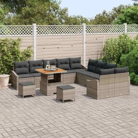 vidaXL Σετ Καναπέ Κήπου με μαξιλάρι 13 pcs Γκρι Πολυ ράταν