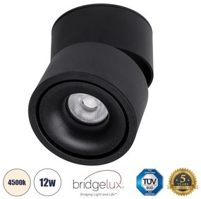 Επίτοιχο Σποτ Downlight LED Φ10cm 12W Μαύρο Φυσικό 4500K OMEGA-S 60300 Globostar-60300-Μαύρο 60300