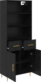vidaXL Highboard Μαύρη Οξυά 69,5 x 34 x 180 εκ. Επεξεργασμένο Ξύλο