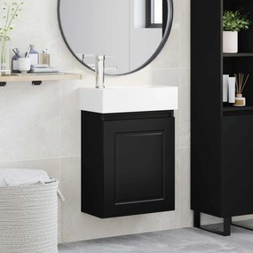 vidaXL Μονάδα μπάνιου με βρύση Μαύρο 45,5 x 22,5 x 84 εκ