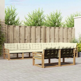 vidaXL Σειρά Καναπέ Εξωτερικού με μαξιλάρι 8 pcs Λευκό και Κρεμ