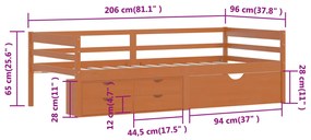 Πλαίσιο Κρεβ. 2 Συρτάρια &amp; Ντουλάπι Μελί 90x200εκ Ξύλο Πεύκου - Καφέ