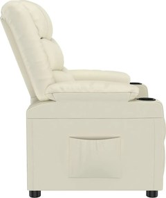 vidaXL Πολυθρόνα Ανακλινόμενη Κρεμ από Συνθετικό Δέρμα