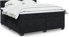 vidaXL Κρεβάτι Boxspring με Στρώμα Μαύρο 180x200 εκ. Βελούδινο