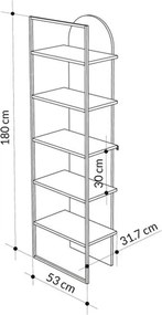 Βιβλιοθήκη Archy Megapap χρώμα γκρι ρετρό 53x31,7x180εκ.