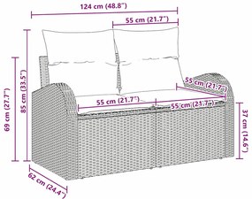 vidaXL Καναπές Κήπου με μαξιλάρι Καφέ 124 x 62 x 69cm συνθετικό ρατάν