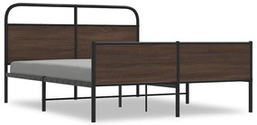 vidaXL Σκελετός Κρεβ. Χωρίς Στρώμα Καφέ Δρυς 150x200 εκ. Μεταλλικό