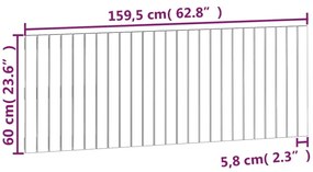 Κεφαλάρι Τοίχου Γκρι 159,5x3x60 εκ. από Μασίφ Ξύλο Πεύκου - Γκρι