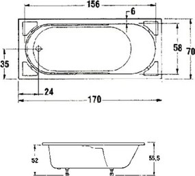 Sanitec Gloria 518 - Παραλληλόγραμμη Μπανιέρα 170x70 εκ - Pneumatic Basic, Χωρίς, Χωρίς, Χωρίς