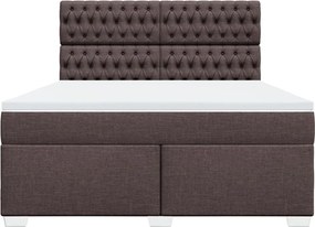 vidaXL Κρεβάτι Boxspring με Στρώμα Σκούρο Καφέ 180x200 εκ Υφασμάτινο