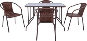 Set Baleno(Τραπ.110X60cm+4 Πολ) Μεταλ.Καφέ/Brown Wicker
