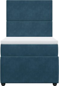 vidaXL Κρεβάτι Boxspring με Στρώμα Μπλε 90x190 εκ. Βελούδινο