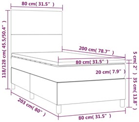 Κρεβάτι Boxspring με Στρώμα Σκούρο Πράσινο 80x200 εκ. Βελούδινο - Πράσινο