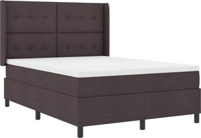 vidaXL LED Κρεβάτι με βάθρο Σκούρο Καφέ 140 x 190 cm ύφασμα