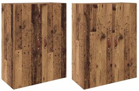 vidaXL Ντουλάπια Τοίχου 2 pcs Παλαιό ξύλο 69.5 x 34 x 90 εκ.