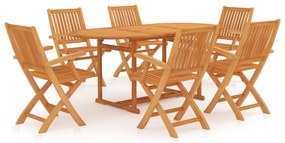 vidaXL Σετ Τραπεζαρίας Κήπου 7 Τεμαχίων από Μασίφ Ξύλο Teak