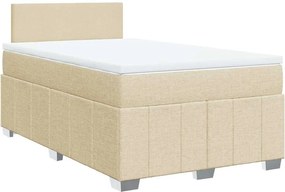 vidaXL Κρεβάτι Boxspring με Στρώμα Κρεμ 120x200 εκ. Υφασμάτινο