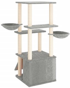 vidaXL Γατόδεντρο Aνοιχτό Γκρι 133 εκ. με Στύλους Ξυσίματος από Σιζάλ